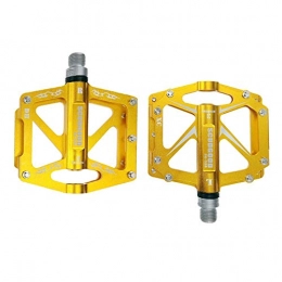 LWLEI Spares Lwlei Mountain Bike Pedals Bicycle Pedal, Lightweight Bicycle Platform Pedals, 3 Cycling Sealed Bearing Aluminum Alloy Pedal For MTB (Color : Gold)