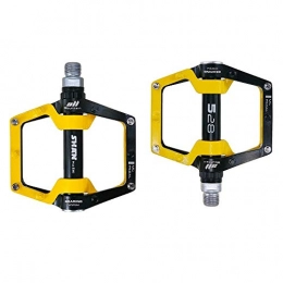 LWLEI Spares Lwlei Mountain Bike Pedals - Magnesium Alloy CNC Bearing Bicycle Pedals - Lightweight Platform Pedals With 10 Anti-skid Pins - 9 / 16 Inch (Color : Yellow)