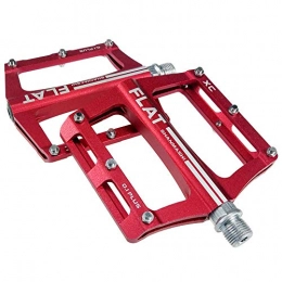 LWLEI Mountain Bike Pedal Lwlei MTB Bike Pedals, Durable Non-Slip Cycling Bicycle Pedals, Ultralight Aluminum Alloy Flat Platform Pedal，9 / 16 Inch (Color : Red)