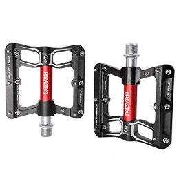 LWLEI Spares Lwlei Road Bike Pedals 9 / 16 inch Spindle Aluminum Alloy Flat Platform Mountain Bicycle CNC Non-slip Pedals (Color : Black)