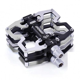 LYCAON Spares LYCAON Bike Bicycle Pedals, CNC Machined Aluminum Alloy Non-slip Cr-Mo Spindle Bicycle Pedal, 3 Bearings Pedals for 9 / 16" MTB BMX Cycle Mountain Road Bike Pedals (Silver)