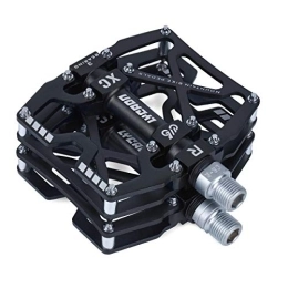 LYCAON Mountain Bike Pedal LYCAON Bike Cycling Pedals, CNC Machined Aluminum Alloy Durable Non-slip Bicycle Pedal, 3 Bearings Pedals for 9 / 16" Universal Cycling MTB BMX Mountain Road Bike Pedals (Black)