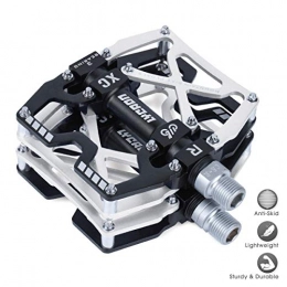 LYCAON Spares LYCAON Bike Cycling Pedals, CNC Machined Aluminum Alloy Durable Non-slip Bicycle Pedal, 3 Bearings Pedals for 9 / 16" Universal Cycling MTB BMX Mountain Road Bike Pedals (Silver)