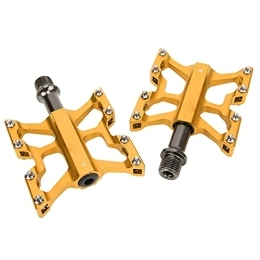 LYTDMSKY Spares LYTDMSKY Bicycle Flat Pedals, Bike 3 Bearing CNC Aluminum Alloy Pedal Durable Mountain Bicycle Bearing Pedals for Road Mountain Bike (gold)