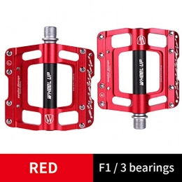 MAIKONG Spares MAIKONG Bicycle Pedal 1 Pair Ultralight CNC MTB Mountain Bike Pedal Anti-slip 3 Bearings Bicycle Pedal Sealed Bearing Pedals, Red