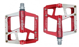 MAIKONG Mountain Bike Pedal MAIKONG Super wide three bearing aluminum alloy bearing pedals to increase high strength shaft heart Palin ankle mountain, Red
