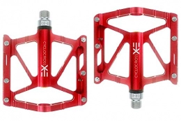MAIKONG Mountain Bike Pedal MAIKONG Ultralight mountain bike pedal 3 bearing aluminum alloy lubrication stepper wide bicycle universal Palin pedal blue pedal, Red