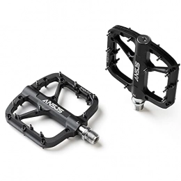 MCYAW Spares MCYAW Bearing Mountain Bike Pedals Platform Bicycle Flat Alloy Pedals 9 / 16" Sealed Bearings Pedals Non-Slip Alloy Flat Pedals Non-slip (Color : A012-Black)