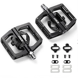MDEAN Mountain Bike Pedal MDEAN ANSJS MTB Pedals Self-Locking Pedals Cycling Clipless Pedals Aluminum Alloy SPD CR-MO Pedals Bicycle Accessories… (PD16-Black)