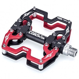 MEETLOCKS Mountain Bike Pedal Meetlocks Bike Pedal, Moulded Body in Aluminium Magnesium Alloy, Cr-Mo CNC 9 / 40, 64 cm Thread Spindle, Super DU / Sealed Bearing, Black and Red, red