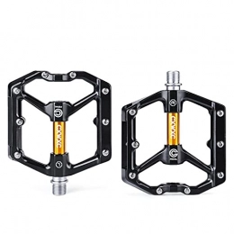 MJJCY Mountain Bike Pedal MJJCY density MTB Pedals Bicycle Aluminum Pedal Mountain Urban BMX Road Parts Sealed Bearing Flat Platform All-round Pedals Bike Accessories Spindle (Color : Black golden)
