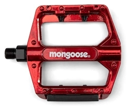 Mongoose Spares Mongoose Adult Mountain Bike Pedals, 1 / 2" and 9 / 16" Adapters, Durable Alloy Bicycle Platform Pedal, Refective Strips, MTB Bike Accessories, Red