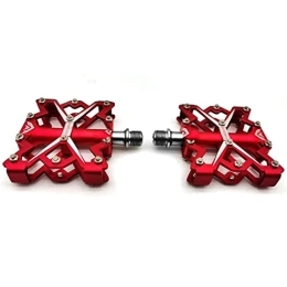 MOTOEC Spares MOTOEC For Bearings Mountain Bike Pedals Platform Bicycle Flat Alloy Pedals Pedals Non-Slip Alloy Flat Pedals (Color : Red)