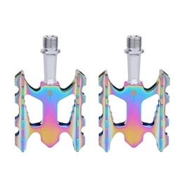 AXOINLEXER Spares Mountain Bicycle Flat Pedals, Road Bike Pedals Lightweight Aluminum Alloy Wide Platform Cycling Pedal for BMX / MTB, color