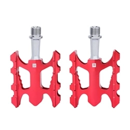 AXOINLEXER Mountain Bike Pedal Mountain Bicycle Flat Pedals, Road Bike Pedals Lightweight Aluminum Alloy Wide Platform Cycling Pedal for BMX / MTB, red
