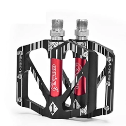 Mountain bike aluminum alloy pedals with bearing pedals plus large pedals for riding (Black)