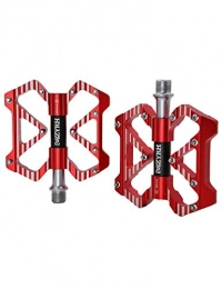 WANYD Mountain Bike Pedal Mountain Bike Bearing Pedals, Chrome molybdenum steel 3 bearing ultra light aluminum alloy mountain bike pedals-red and black