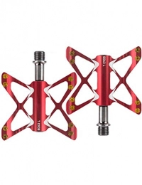 WANYD Spares Mountain Bike Bearing Pedals, Three-bearing ultra light aluminum alloy bicycle pedal-red