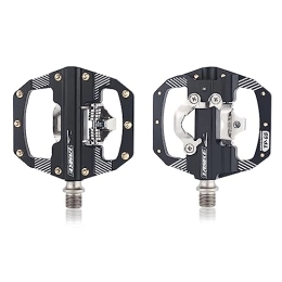 MirOdo Spares Mountain Bike Locking Pedals 9 / 16 Ultralight Aluminum CNC Pedals DU Sealed Bearing For SPD System Non-Slip Waterproof Wide Flat Pedals Riding Accessories