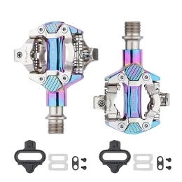 MirOdo Spares Mountain Bike Locking Pedals Aluminum SPD Self-Locking Pedals With Locking Plate Sealed Bearing Universal 14mm Screw Port Easy Clip In & Out (Color : Colorful)
