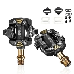 MirOdo Mountain Bike Pedal Mountain Bike Locking Pedals Ultra-light Self-locking DU Sealed Bearing Pedals Carbon Fiber SPD Pedals 9 / 16" For MTB Folding Bikes Road Bikes Pedals (Color : Gold)