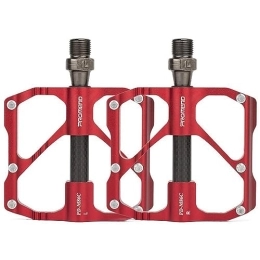 BBxunsless Spares Mountain Bike Pedal Aluminum Alloy Bearing Pedal Bicycle Palin Pedal Carbon Fiber Road Bike Pedal Accessories (Red for MTB)