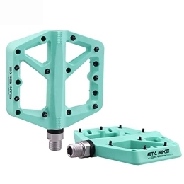 ROFRA Spares Mountain Bike Pedal, Non-Slip Lightweight Nylon Fiber Bicycle Platform Pedals, 9 / 16" Cycling 2 Bearing Pedals, for BMX Road MTB Bicycle(Four Colors) (Green)