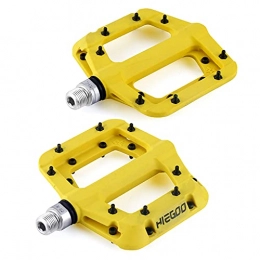 HIEGOO Spares Mountain Bike Pedal Nylon Fiber Bicycle Platform Pedals for BMX MTB 9 / 16 - (Yellow)