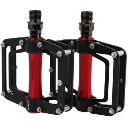 Aoutecen Spares Mountain Bike Pedals, 1 Pair Anti-Skid Lightweight Flat Pedals Durable for Road Mountain BMX MTB Bike(black+red)