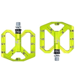 Schweek Spares Mountain Bike Pedals 9 / 16" Aluminum Bicycle Platform Pedals 3 Bearing 18 Pins Non-Slip Wide Pedal for MTB BMX Road Bike, Green