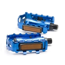 BUNGAA Spares Mountain Bike Pedals, 9 / 16 For MTB Mountain Road Bicycle Flat Pedals With Anti-Skid Pins Universal Lightweight Aluminum Alloy Platform Pedals For Travel Cycle (Color : Red) (Color : Blauw)