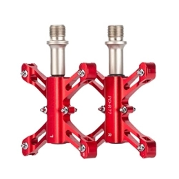 BUNGAA Mountain Bike Pedal Mountain Bike Pedals, Bicycle Pedal Folding Aluminum Alloy Pedals BMX MTB Mountain Road 9 / 16'' 3 Sealed Bearings Pedal (Color : Red) (Color : Rood)