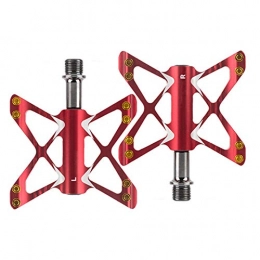 BEP Spares Mountain Bike Pedals, Butterfly Style 3 Bearing Palin Bicycle Pedals with Cleats for Mountain Road Trekking Bike, Red