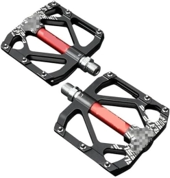 BUNGAA Mountain Bike Pedal Mountain Bike Pedals, CNC Aluminum Alloy MTB Platform Pedals 9 / 16" Anti-Skit Pedals DU Sealed Bearings For Folding Road Mountain Bike BMX Cycling (Color : Red) (Color : Svart)