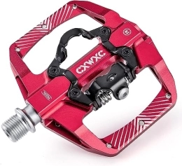CXWXC Spares Mountain Bike Pedals Dual Function - Dual Sided Pedals Plat & Clipless Pedal - 3 Sealed Bearings, 9 / 16” Bicycle Platform MTB Pedals (RED)