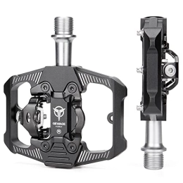 TAODE Spares Mountain Bike Pedals - Dual Function Flat and SPD Pedal - 3 Sealed Bearing Platform Pedals SPD Compatible, Bicycle Pedals for BMX Spin Exercise Peloton Trekking Bike (Black)