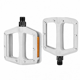 FSJD Spares Mountain Bike Pedals Lightweight Nylon Fiber Bicycle Platform Pedals for Cycling 9 / 16", White, 10.3cm×10.8cm×2.7cm
