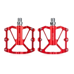 BUNGAA Mountain Bike Pedal Mountain Bike Pedals, Mountain Aluminum MTB / BMX With 12 Anti-Skid Pins Road Bike Lightweight Aluminum Platform DU+Sealed Bearing 9 / 16'' For Travel Cycle-(Color : Red) (Color : Rood)