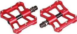 BUNGAA Spares Mountain Bike Pedals, Mountain Mountain Bearings Platform Pedals Anti-Slip (Color : Rood, Size : 9.65x7.8cm)