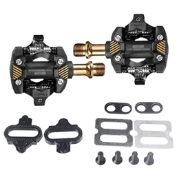 BUNGAA Mountain Bike Pedal Mountain Bike Pedals, Mountain Nylon Fiber Cleats Set Clipless Pedals Compatible With SPD Structure (Color : Gold)
