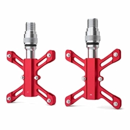 Generic Mountain Bike Pedal Mountain Bike Pedals, MTB Pedals, Bike Pedals Aluminum Alloy Spindle with Stable Sealed Bearing Anti-skid Mountain Bike Flat Pedals, Red