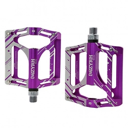 TANCEQI Mountain Bike Pedal Mountain Bike Pedals of Lightweight 9 / 16" Bearings Ultra Strong CNC Machined Alloy Bicycle Non-Slip Pedal with 3 Sealed Bearings 16Pcs Anti-Slip Pins Surface MTB BMX Cycling Bicycle Pedals, Purple