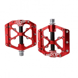 iuNWjvDU Mountain Bike Pedal Mountain Bike Pedals Platform Flat Bicycle Pedals Cycling Ultra Sealed Bearing Aluminum Alloy Pedals Red Cycling Accessories
