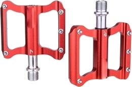 NOOLAR Mountain Bike Pedal Mountain Bike Pedals, Road Bike Ultralight Flat Pedal Aluminum Alloy Bicycle Pedal Bearings Anti-slip Folding bike For Road Cycling Parts (Color : Red)