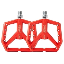 Lioaeust Spares Mountain Bike Widened Pedals, Bicycle Nylon Pedals, Bicycle Palin Downhill Non-slip Pedals Thread Diameter 14mm（Red）