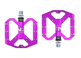 LKD Spares Mountain Non-Slip Bike Pedals Platform Bicycle Flat Alloy Pedals 9 / 16" 3 Bearings for Road MTB Fixie Bikes Purple