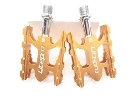 CNRTSO Mountain Bike Pedal MTB Mountain Bike Pedal K3 Road Folding Bicycle Ultralight Aluminum Alloy 412 10.8 * 6.2mm Bearing Pedal Foot Bike pedals (Color : Gold)