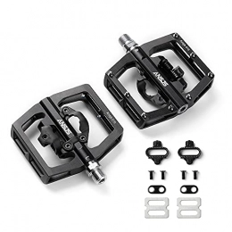 ANSJS Spares MTB Mountain Bike Pedals Bicycle Flat Platform Compatible with SPD Mountain Bike Dual Function Sealed Clipless Aluminum 9 / 16" Pedals with Cleats for Road, MTB, Mountain Bikes (A016 Black)