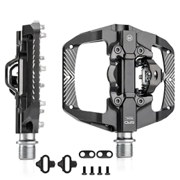 Schweek Spares MTB Mountain Bike Pedals Compatible with Shimano SPD 9 / 16" Dual Function Bicycle Flat Platform Sealed Clipless Pedals with Cleats for Road Mountain Bike, Black