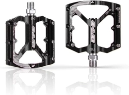 ROFRA Mountain Bike Pedal MTB Pedals, Bicycle Flat Pedals, Aluminum Antiskid Durable Bicycle Cycling Pedals, CNC Machined 9 / 16", for Road Mountain BMX MTB Bike (Three Colors) (Black)